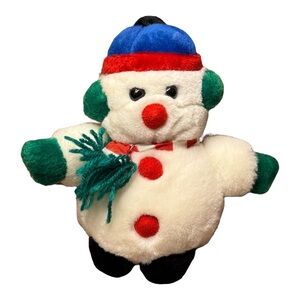 Vintage T.L. Toys Talking Snowman Plush Wishes Merry Christmas & Happy New Year
